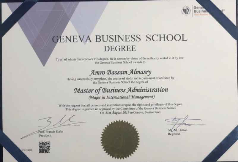 Geneva Business School — ماجستير إدارة الأعمال (MBA)